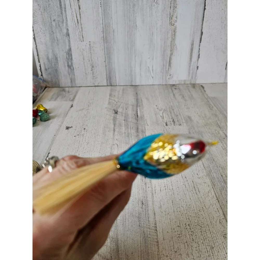 Vintage clip glass‎ bird rainbow ornament Xmas tree